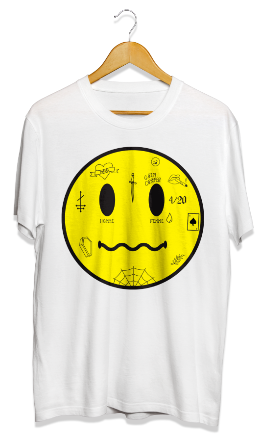 Wunderfund Smiley Face with tattoos t-shirt mock